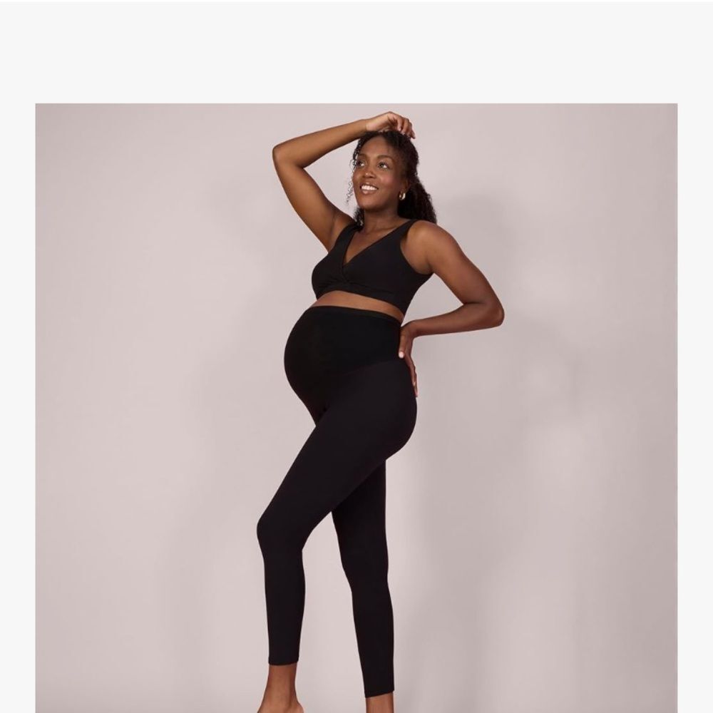 Motherhood maternity woman’s black fit over belly pregnancy leggings size XS